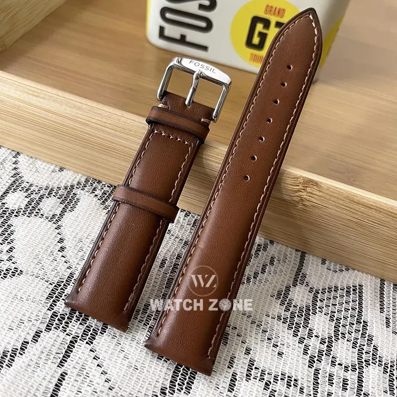 Fossil 20mm Dark Brown Genuine Leather Watch Strap